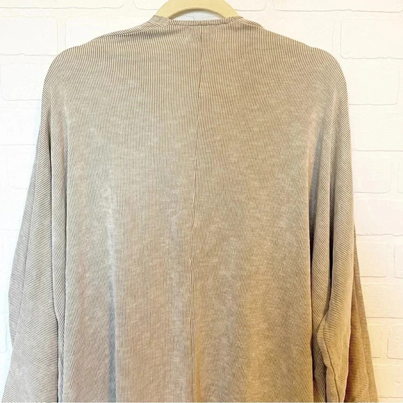 Anthropologie DONNI. Ribbed Open Front Sweater Cardigan beige OSFA - Picture 8 of 9